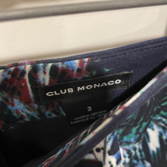 Club Monaco Alessandra Navy Palm Leaf Print Mesh-Trim Pencil Skirt - Picture 5 of 9